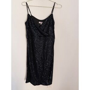 Nanette Lepore Navy Sequin Embellished Cocktail Party Wrap Dress Size 14 NWT